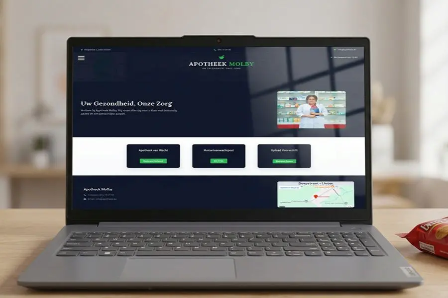 Website van Apotheek Molby, ontworpen door Vantrappen Digital