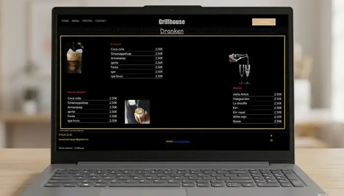 Website van grillrestaurant Grillhouse, ontworpen door Vantrappen Digital