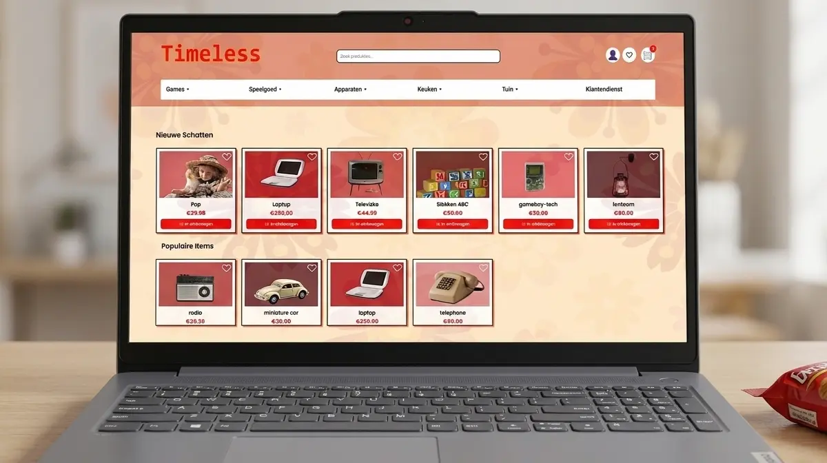 Timeless webshop op een laptop